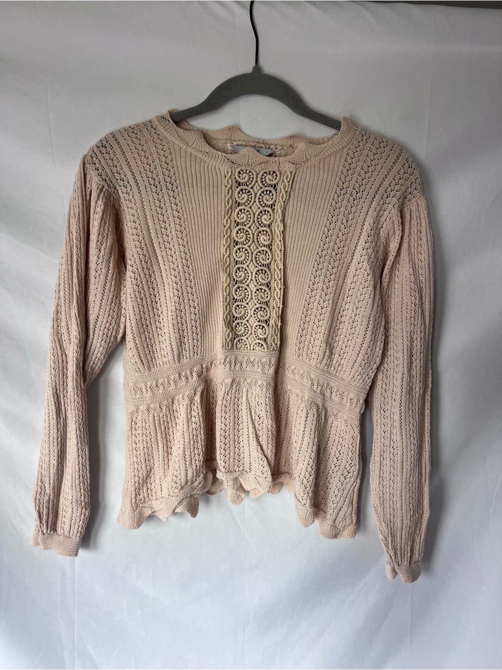 Womens ONLY 100% Cotton Cream Knit Boho Boxy* Long Sleeve Top